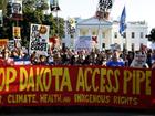 Protesters against the Dakota Access Pipeline rally in front of the White House in Washington. (EPA PHOTO)