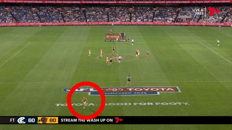 Harry Morrison sprints off the field during Thursday night’s clash.