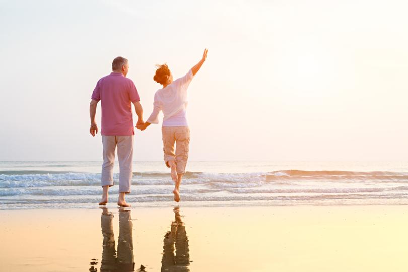 Happy couple at the beach.