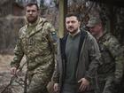 Ukrainian President Volodymyr Zelenskiy has visited frontline troops in the Donetsk region. (EPA PHOTO)