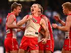 Chad Warner gestures to fans after Sydney’s win over Fremantle.