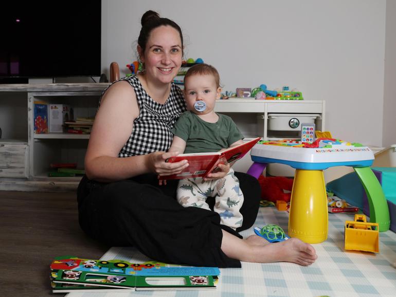 Mum Taryn Bunter with her 15-month-old son Hamish at home.