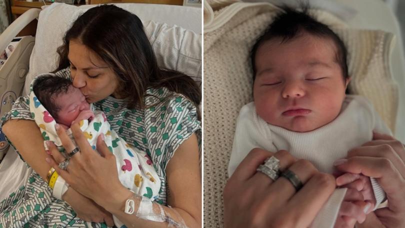 Johnny Gaudreau’s wife Meredith gave birth to their third child seven months after the hockey star’s death.