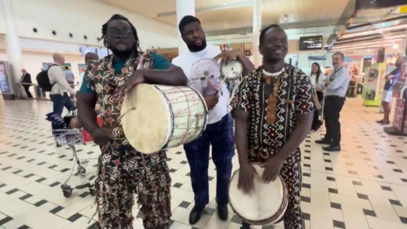 Traditional drums set the tone for an unforgettable welcome, echoing the excitement as Nigerian royalty touched down in Brisbane.