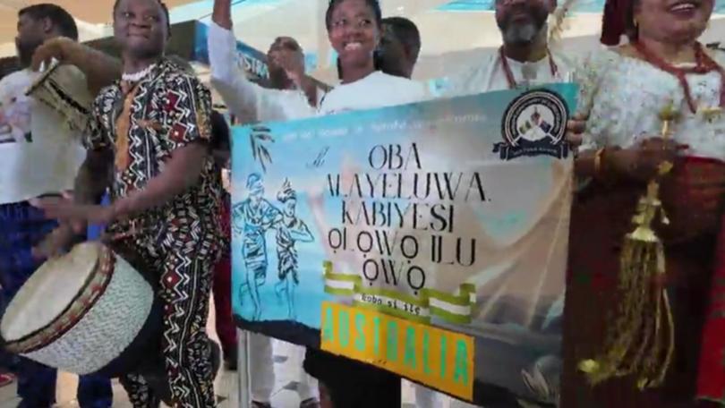 The welcome sign for Nigerian royalty stood proudly at Brisbane Airport, adding to the festive atmosphere and making it clear—royalty has arrived.