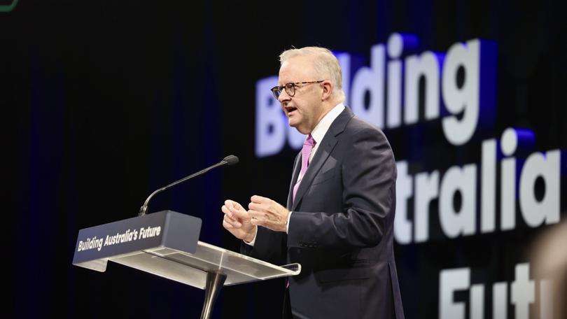 Prime Minister Anthony Albanese speaks during the Federal Labor Party campaign launch at the Perth Convention Centre.