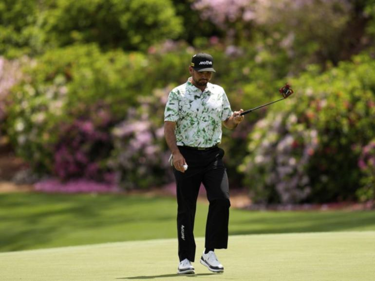 Jason Day on the 13th hole en route to being Australia's leading light on the Masters' opening day.