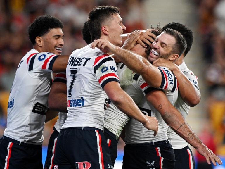 Billy Smith celebrates a try.