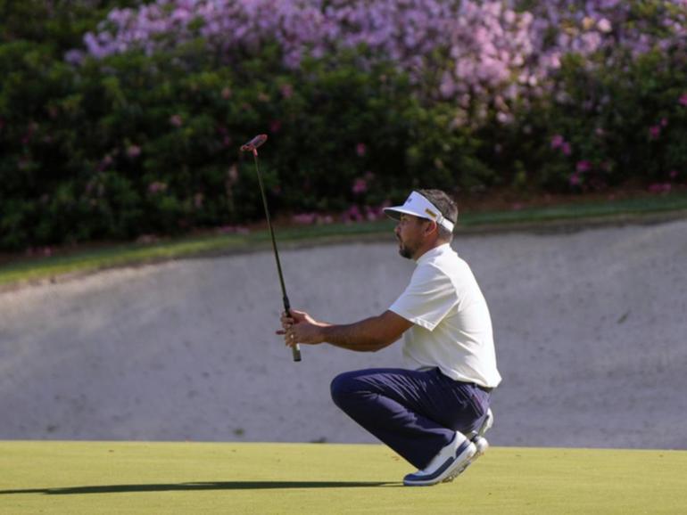 Australia's Jason Day misses a birdie opportunity during the second round of the Masters.