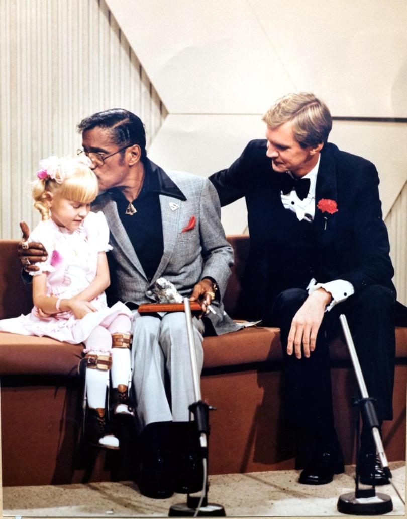 Fan said when Seven’s Telethons saw the likes of Sammy Davis Junior travel from the US to lend their support, Mr Waltham remained “professional even among superstars”. Pictured: Sammy Davis Junior and Peter Waltham.