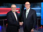 Anthony Albanese and Peter Dutton are meeting for their second election debate. (Abc Pool/AAP PHOTOS)