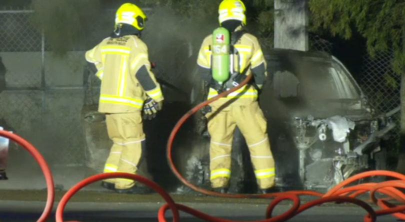 Firefighters worked to put out the blaze.