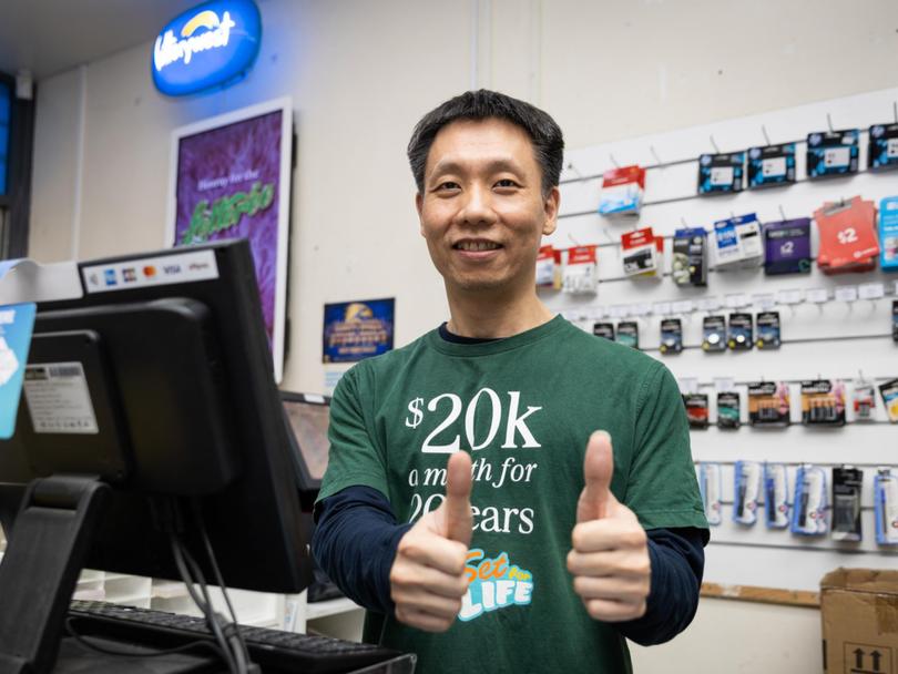 Village News owner Jimmy Wang where the $30m Powerball ticket was purchased from.