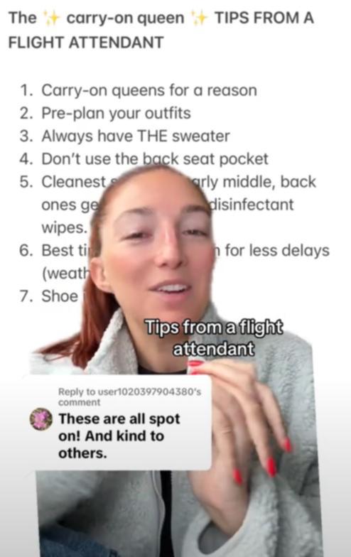 Popular content creator KJ has shared her top travel tips to be a 'carry on queen'.