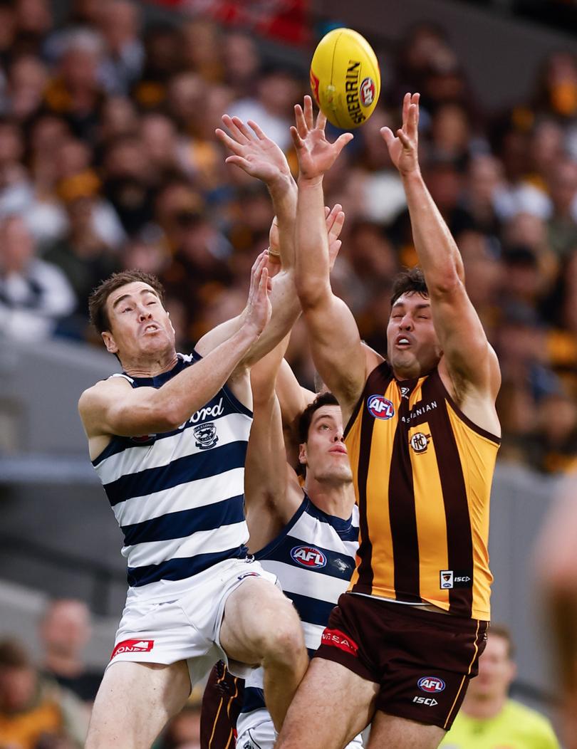 Barrass struggled at times against Geelong.