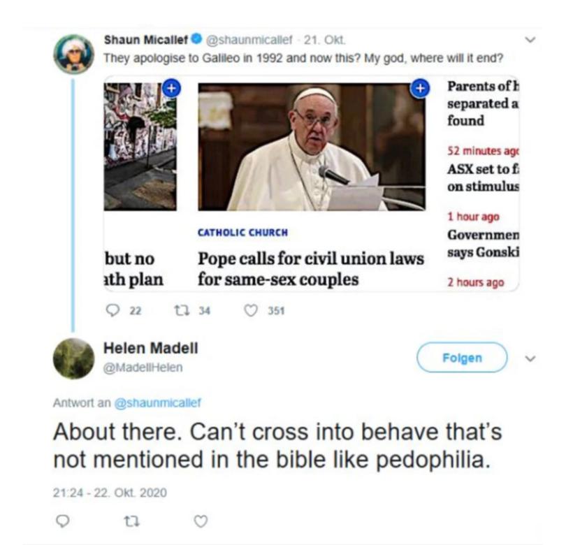 The tweet from Helen Madell in 2020.