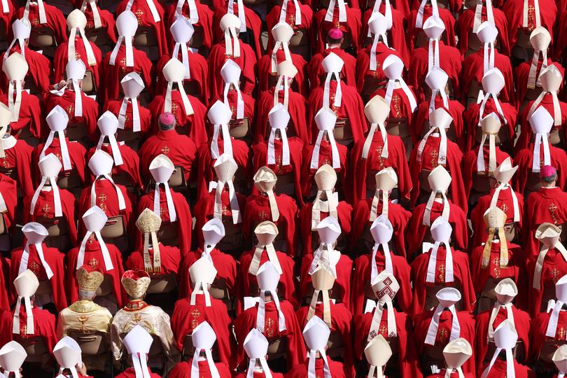 Cardinals attend the funeral of Pope Francis in St. Peter’s Square on April 26, 2025 in Vatican City, Vatican.