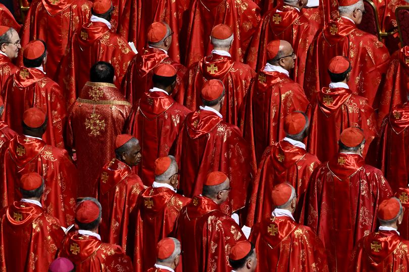 Cardinals attend the funeral of Pope Francis in St. Peter’s Square on April 26, 2025 in Vatican City, Vatican.