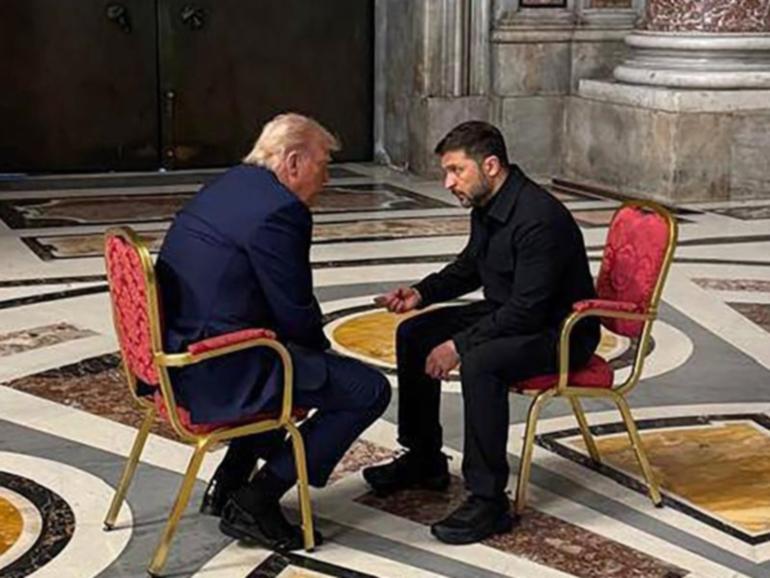 Ukrainian President Volodymyr Zelenksy says he had a "good meeting" with US President Donald Trump. (AP PHOTO)