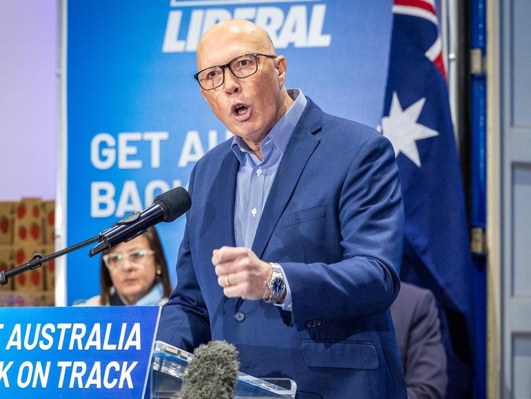 Opposition Leader Peter Dutton and the Coalition have accused Labor of running a ‘Mediscare’ campaign. Picture Thomas Lisson / NewsWire