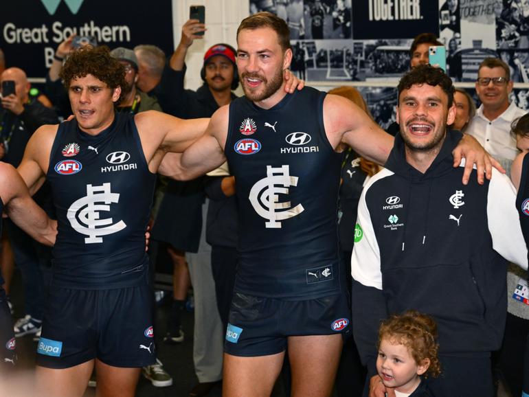 Charlie Curnow, Harry McKay and Zac Williams. Williams is out for two weeks with a calf strain.
