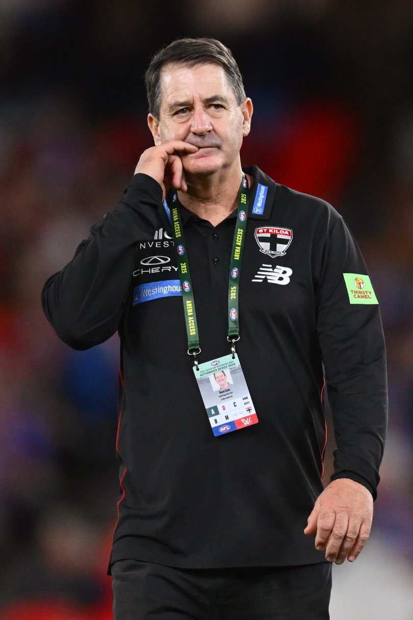 St Kilda coach Ross Lyon has fired up in a routine press conference just days before a clash with his former team.