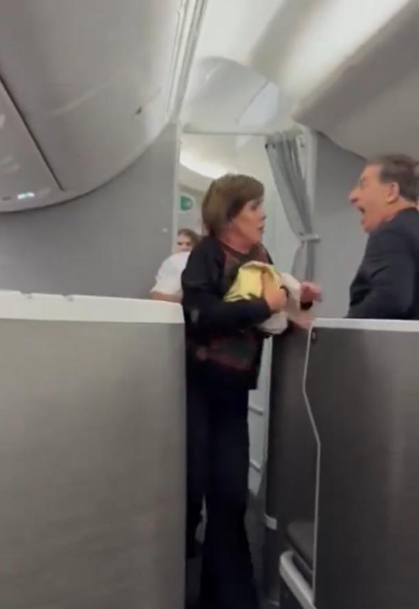 “You son of a b**ch, disgusting, you can’t touch me” shouts the woman in the video. 
