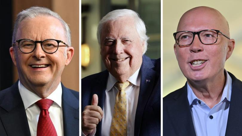 Anthony Albanese, Clive Palmer and Peter Dutton.