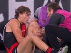 Harrison Jones received medical assistance on the boundary line.
