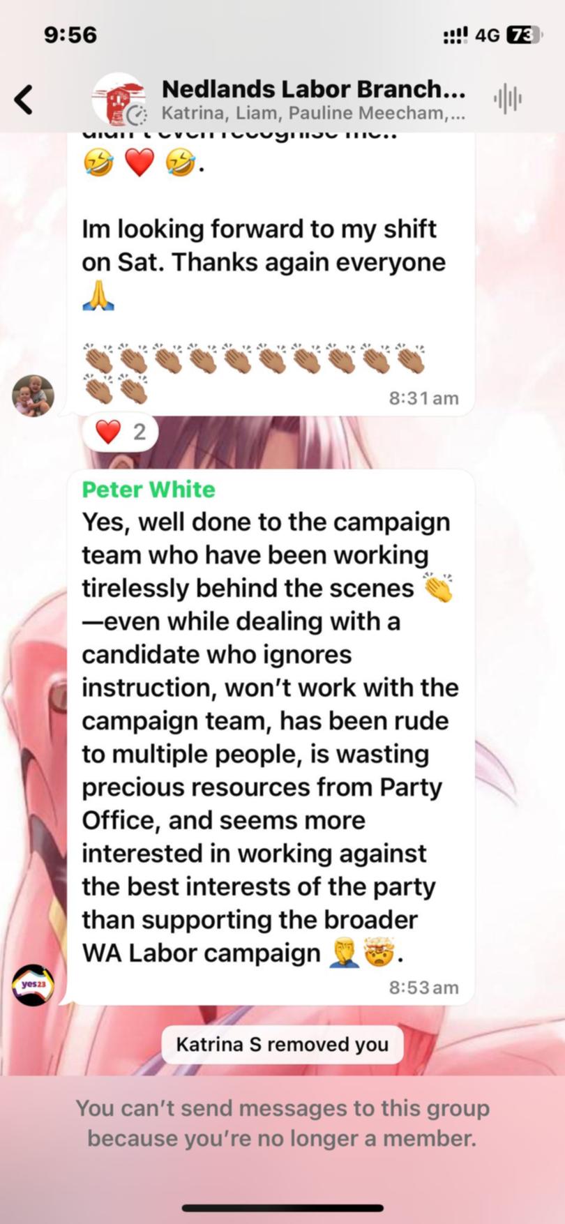 Online messaging from Nedlands Labor Branch.