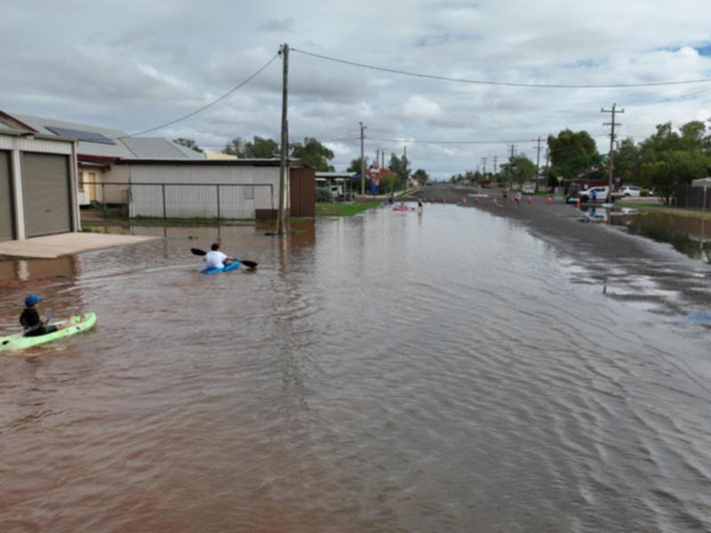 Thargomindah locals say they worked tirelessly to build a levee but Mother Nature had other ideas.