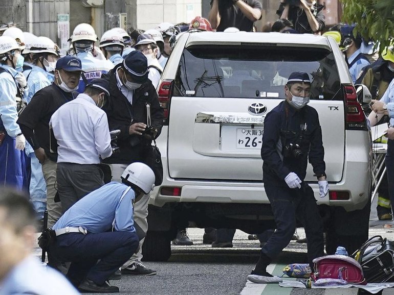Japanese police have detained a man suspected of driving into children in Osaka. (AP PHOTO)