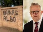 An Islamic school has been graffitied with the words 'Hamas Albo'.