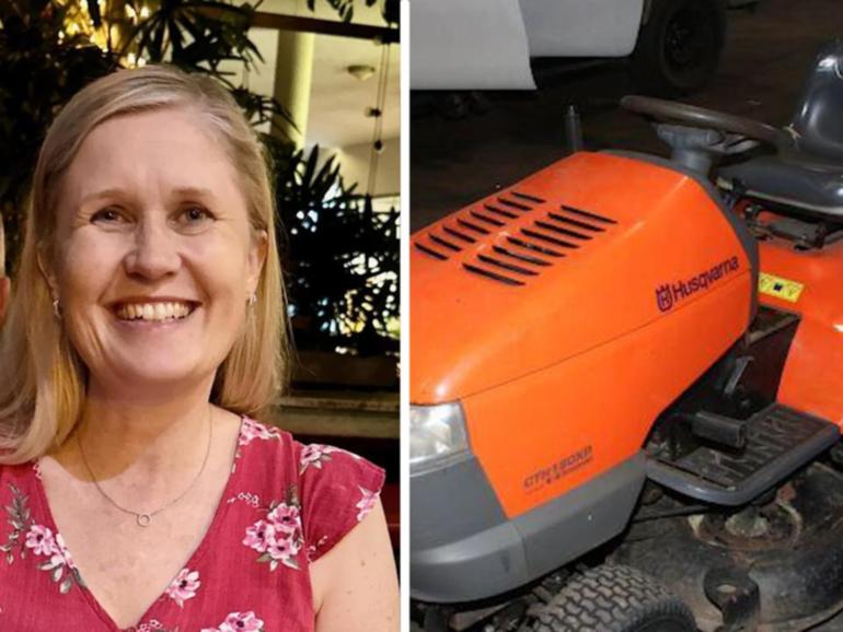Frances Crawford was found dead, with her husband saying a ride-on mower had fallen on her. 