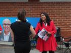 Labor MP for Swan Zaneta Mascarenhas greeted voters outside Manning Primary School on polling day.
