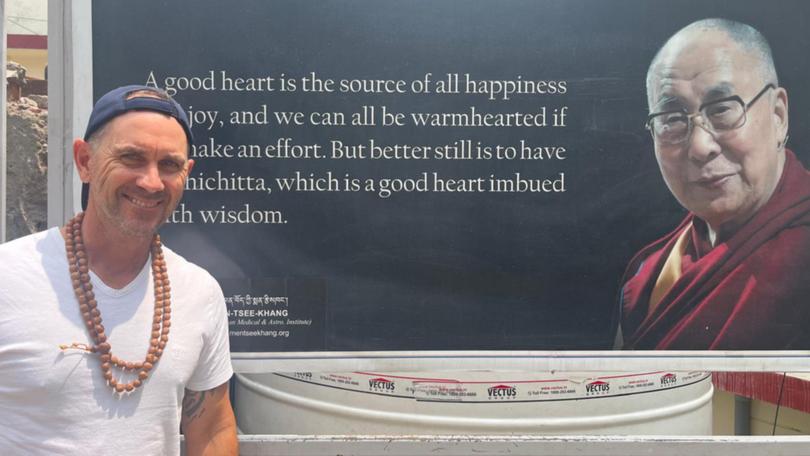 Justin Langer visiting the Namgyal Monastery and Temple in McLeod Ganj, in Dharamsala, at the foothills of the Himalayas in northern India.