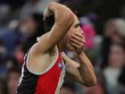 MELBOURNE, AUSTRALIA - MAY 02: Cooper Sharman of the Saints kicks a goal during the 2025 AFL Round 08 match between the St Kilda Saints and the Fremantle Dockers at Marvel Stadium on May 2, 2025 in Melbourne, Australia. (Photo by James Wiltshire/AFL Photos via Getty Images)