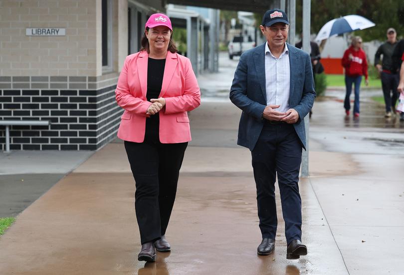 WA Premier Roger Cook and Brand Labor candidate Madeleine King have voted at Wellard Primary School. PIctured is the Premier and Ms King