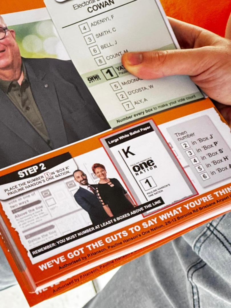 One Nation how to vote cards in Cowan have an error encouraging a Senate vote for the Socialist Alliance