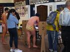 People place their vote at Bondi Surf Bathers' Life Saving Club in Bondi Beach.