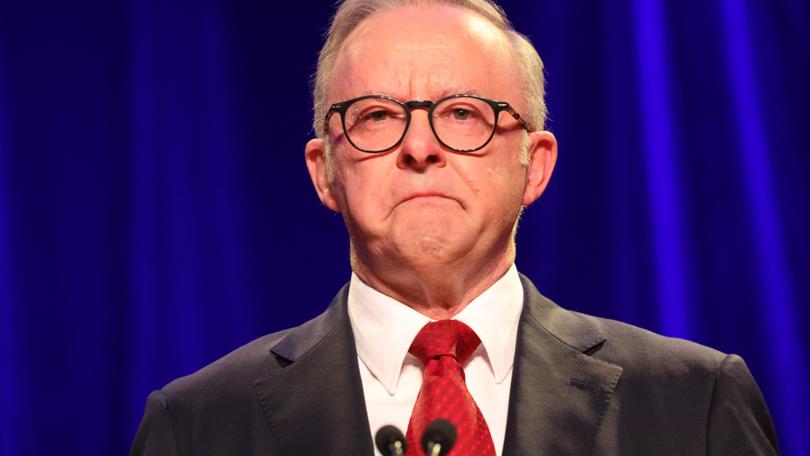 Prime Minister Anthony Albanese delivers his victory speech after his election win.