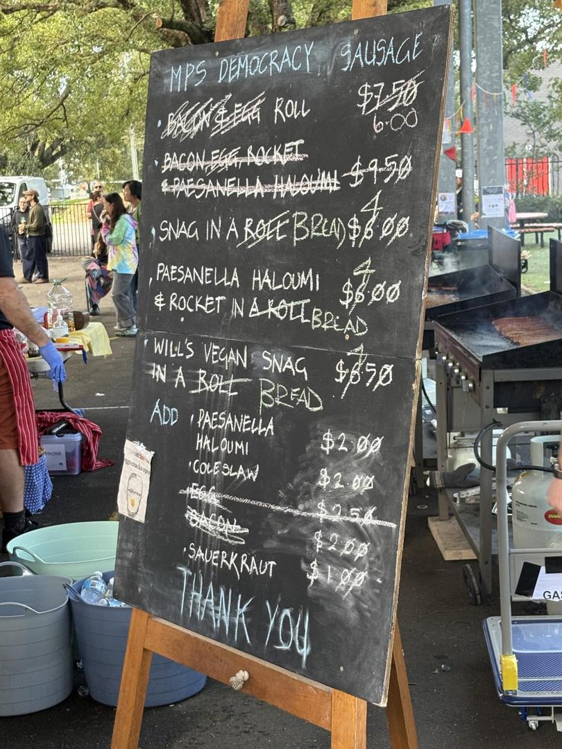The price of sausage sizzles in Anthony Albanese's electorate of Grayndler. Picture: Theo Voutas