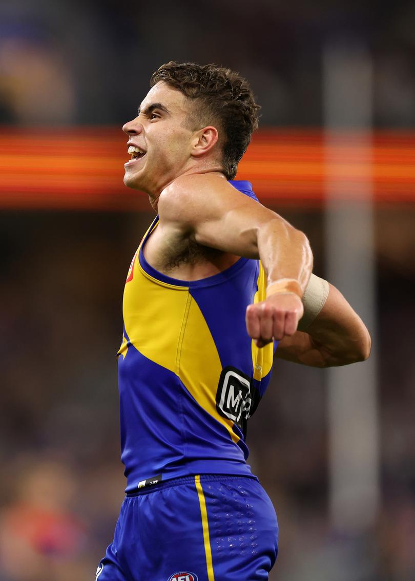 PERTH, AUSTRALIA - MAY 03: during the 2025 AFL Round 08 match between the West Coast Eagles and the Melbourne Demons at Optus Stadium on May 3, 2025 in Perth, Australia. (Photo by Janelle St Pierre/AFL Photos)