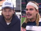 Marcus Bontempelli responds to Bailey Smith with a cheeky sledge. 