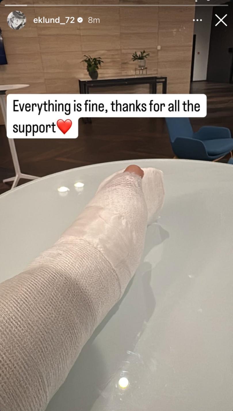 Eklund shared an update on social media.