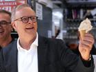 Prime Minister Anthony Albanese eats an ice cream today after his election win.