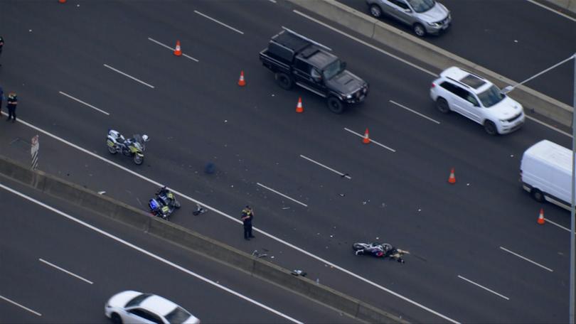 At least one motorbike was involved in the crash.