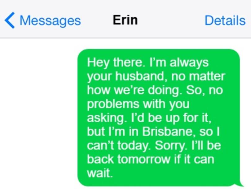 Text exchange between Erin and Simon