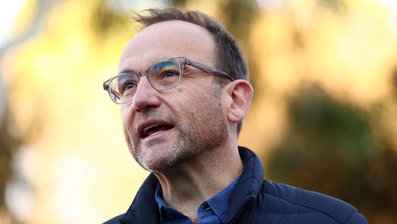 Adam Bandt speaks to media in the seat of Wills at Brunswick East Primary School on May 03, 2025 in Melbourne, Australia.