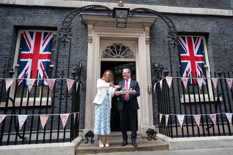Prime Minister Keir Starmer and his wife, Lady Victoria Starmer host a VE Day 80th Anniversary street party on Downing Street on May 5, 2025 in London, England.
